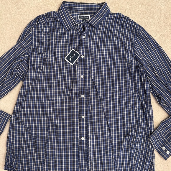 Club Room Long Sleeve Button Down Stretch Plaid Blue White Shirt Size 3XL - Picture 4 of 4